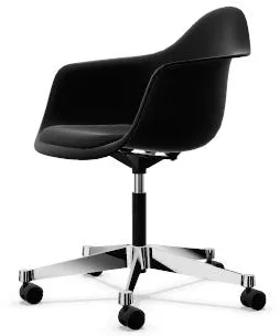 Vitra Eames Plastic PACC Kontorstol med Polstret Sæde og Swivel Sort/Dyb Sort